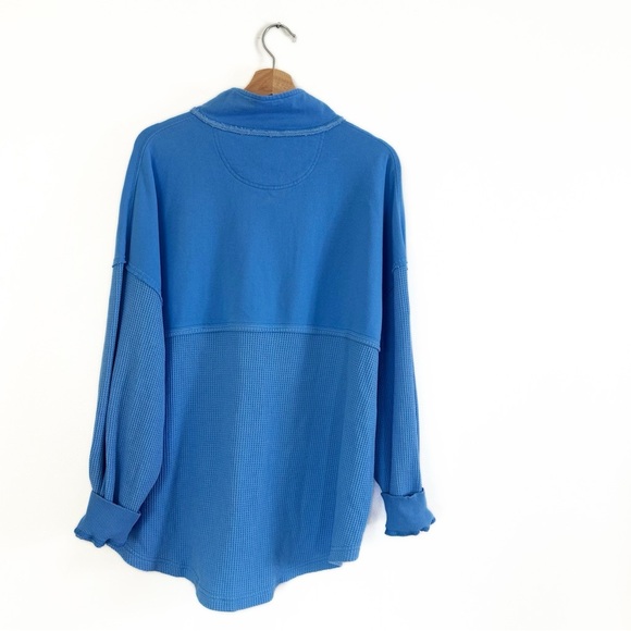 American Eagle Women’s Medium Blue Waffle Knit 1/2 Zip Pullover Sweatshirt - Picture 6 of 8